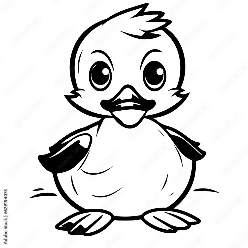 Coloring Page Outline of cartoon duckling Coloring Page Outline of cartoon duckling