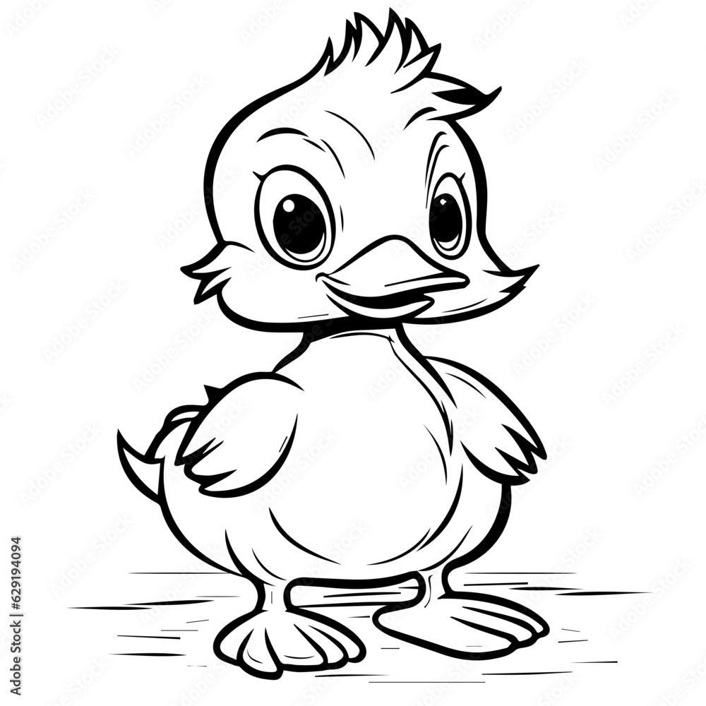 Coloring Page Outline of cartoon duckling Coloring Page Outline of cartoon duckling