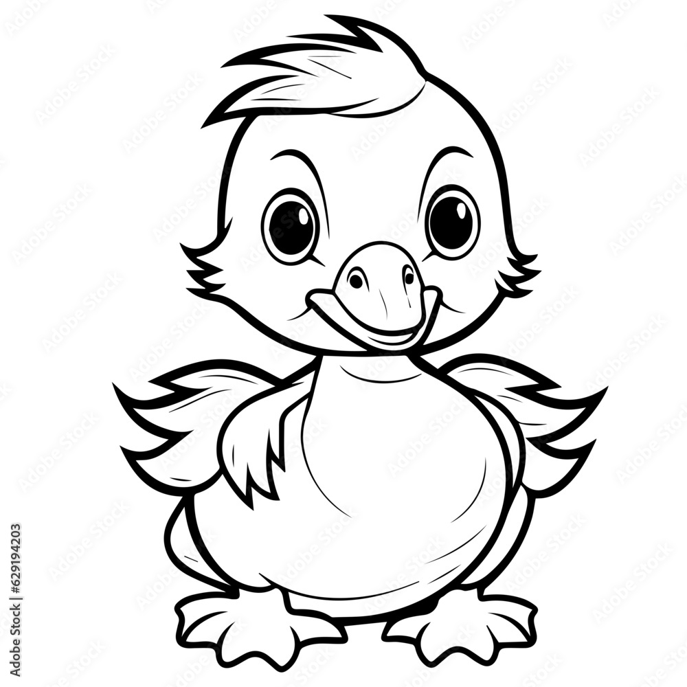 Coloring Page Outline of cartoon duckling Coloring Page Outline of cartoon duckling