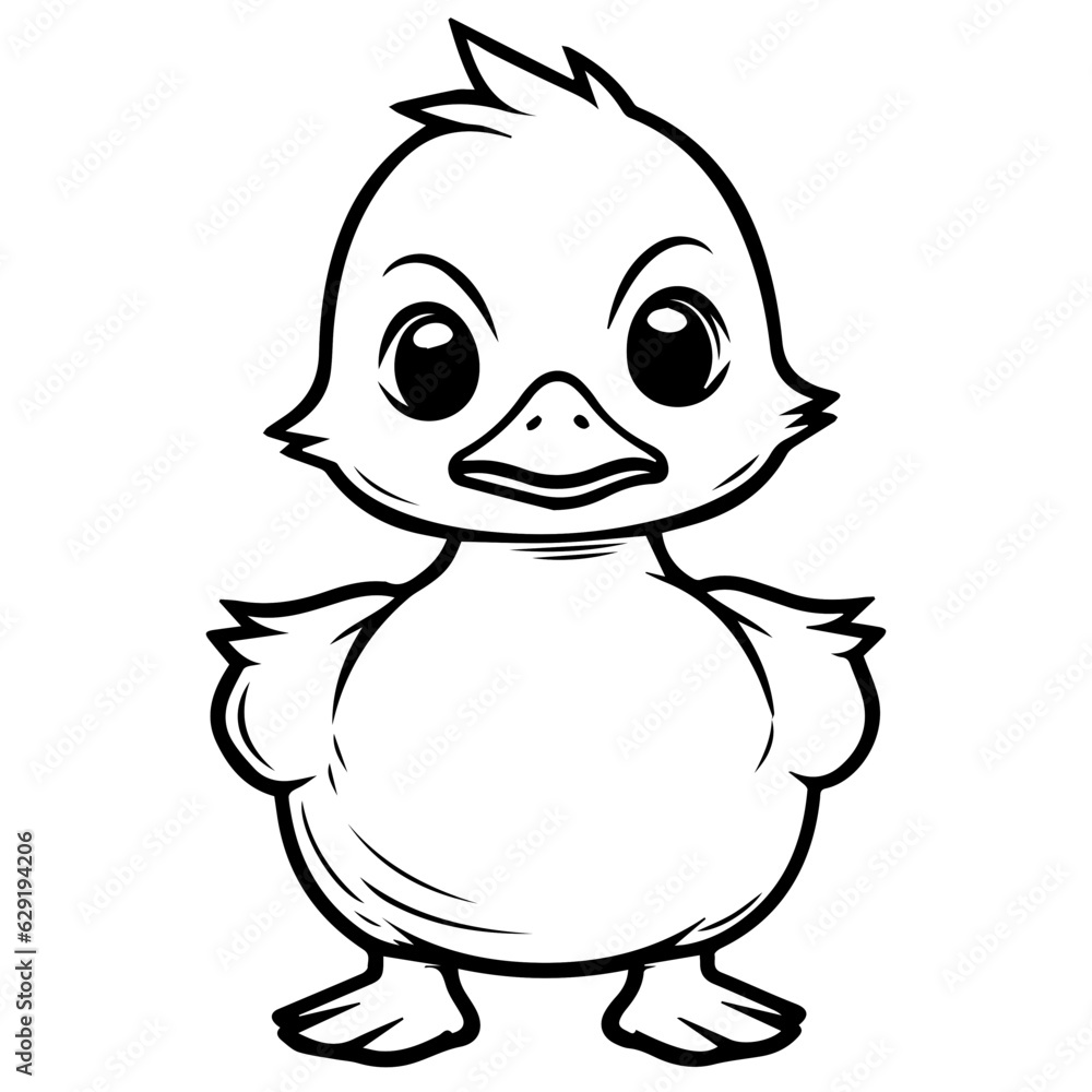 Coloring Page Outline of cartoon duckling Coloring Page Outline of cartoon duckling