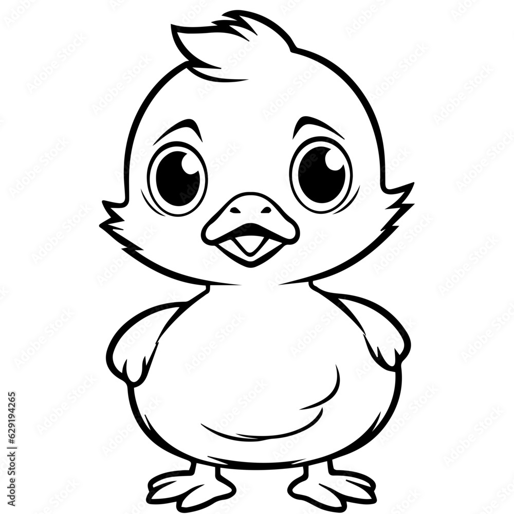 Obraz premium Coloring Page Outline of cartoon duckling