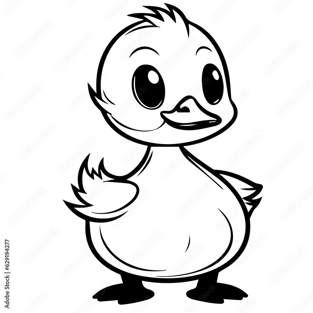 Coloring Page Outline of cartoon duckling Coloring Page Outline of cartoon duckling
