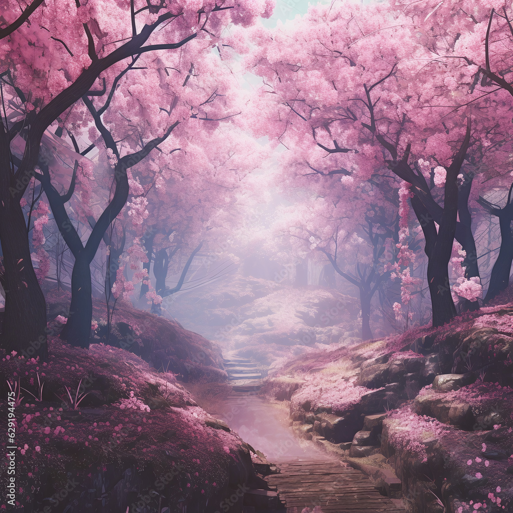 Fototapeta premium sakura trees in the forest