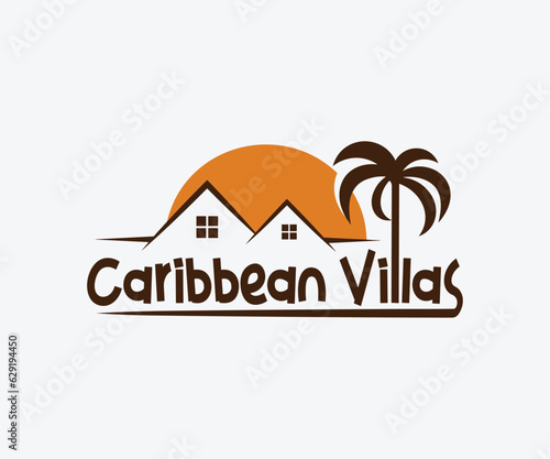 caribbean villases house  design  icon  symbol  sign  business  home  illustration  estate  vector  architecture t .travel flat icon vector illustration