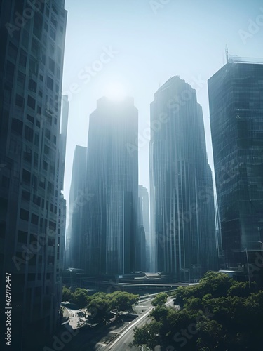 futuristic building city background City landscape and road in cinematic daylight generative ai illustration art