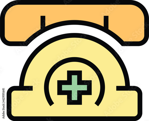 Medical call icon outline vector. Online emergency. Doctor sos color flat