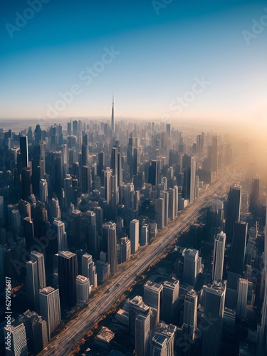 futuristic building city background City landscape and road in cinematic daylight generative ai illustration art