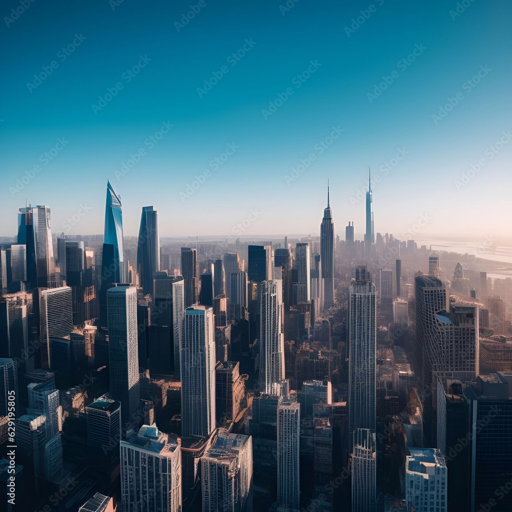 Fototapeta premium futuristic building city background City landscape and road in cinematic daylight generative ai illustration art
