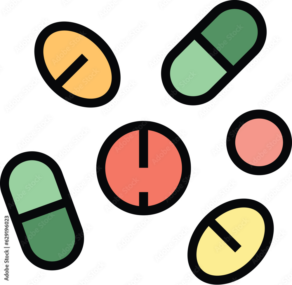 Medical capsule pill icon outline vector. Pharmacy pill. Health emergency color flat Medical capsule pill icon outline vector. Pharmacy pill. Health emergency color flat