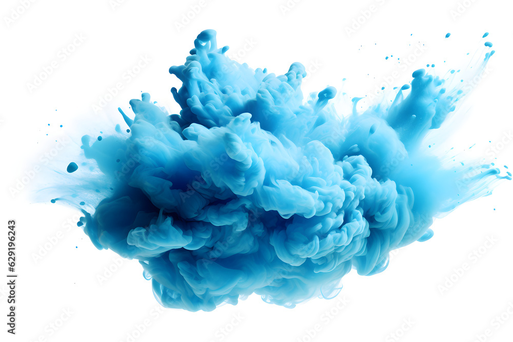 Fototapeta premium Image of a blue powder explosion on white created with Generative AI technology