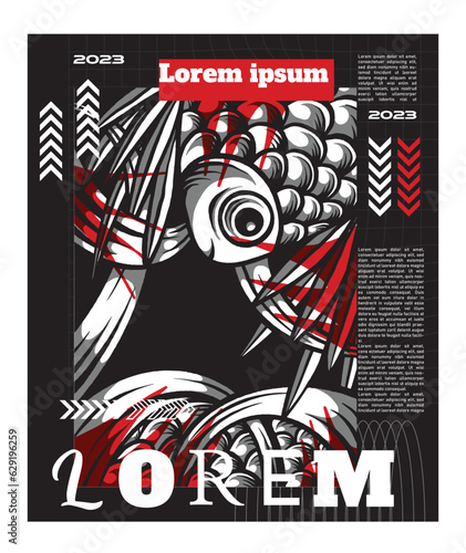 Fish Illustration Maximalism Poster Design Tamplate