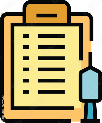 Vaccine medical certificate icon outline vector. Doctor health. Corona insurance color flat
