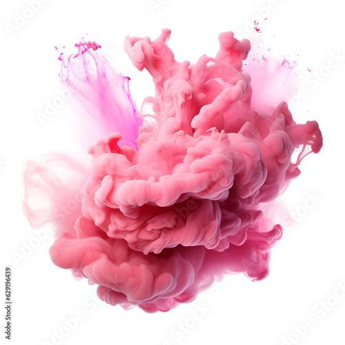 Image of a pink powder explosion on white created with Generative AI technology