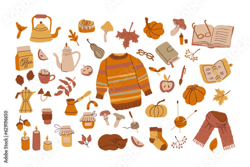 Fall doodles set in cosy vintage style.