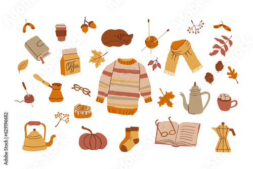 Fall doodles set in cosy vintage style.