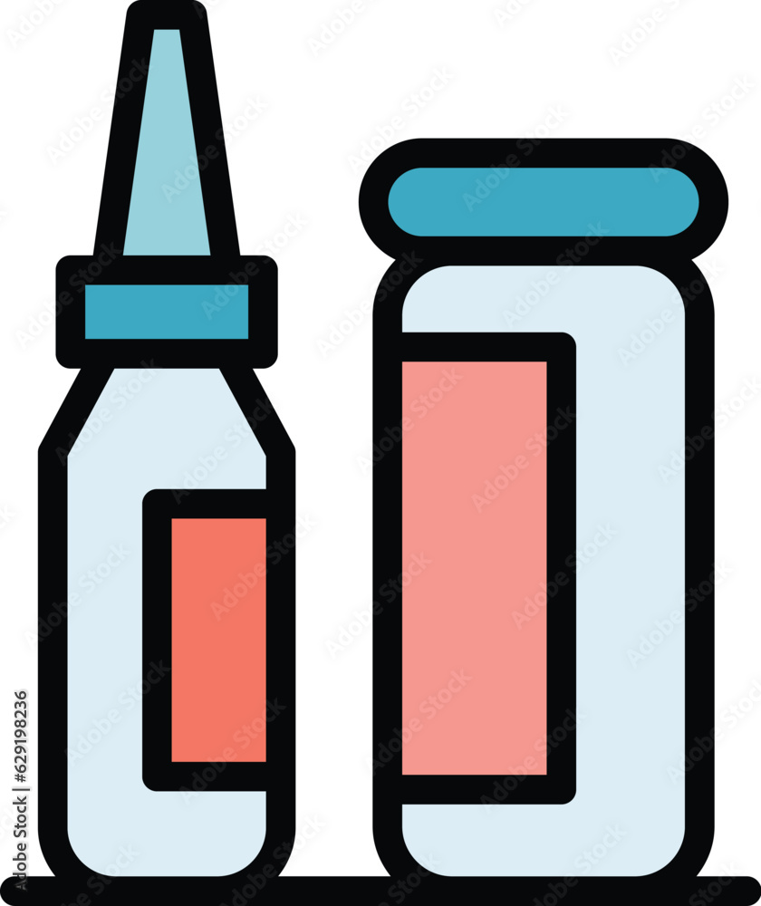Medical inject icon outline vector. Vaccine injection. Syringe dose color flat Medical inject icon outline vector. Vaccine injection. Syringe dose color flat