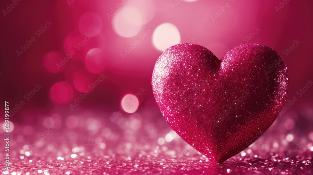 Glittering Valentine's Heart with Pink Bokeh and Typo Space Glittering Valentine's Heart with Pink Bokeh and Typo Space