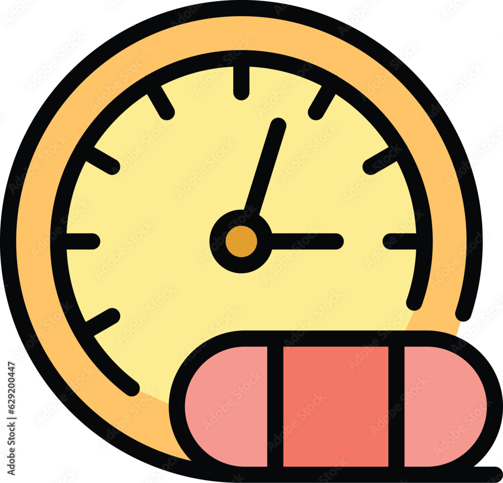 Time pills jar jar icon outline vector. Medicine pill. Pharmacy prescription color flat Time pills jar jar icon outline vector. Medicine pill. Pharmacy prescription color flat