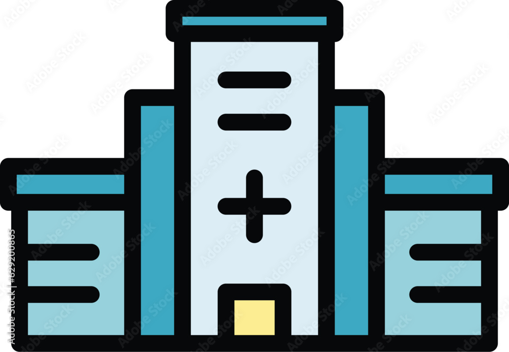 Obraz premium City hospital building icon outline vector. Medical clinic. City exterior health color flat