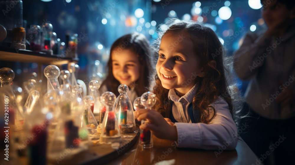 An inspiring depiction of students engaging in hands-on science experiments, fostering curiosity An inspiring depiction of students engaging in hands-on science experiments, fostering curiosity