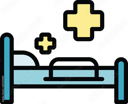 Medical hospital bed icon outline vector. Medical patient. Room clinic color flat