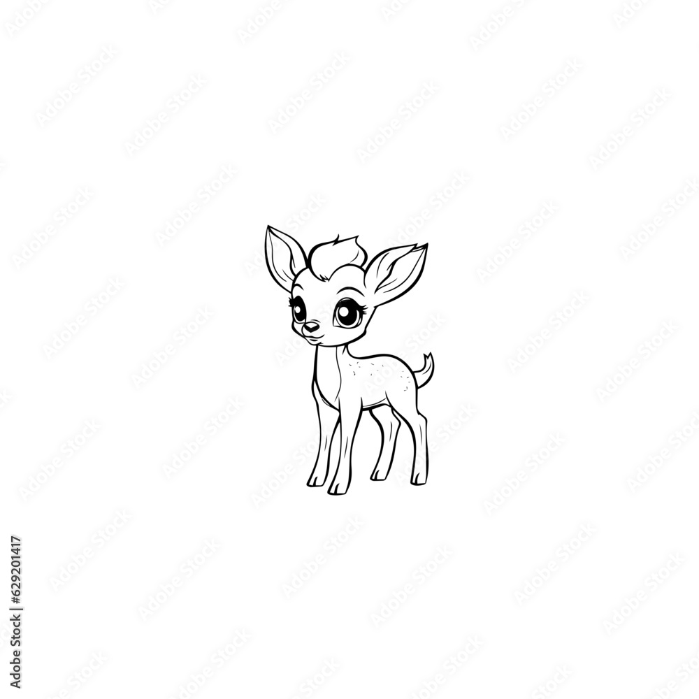 Coloring Page Outline of cartoon fawn Coloring Page Outline of cartoon fawn