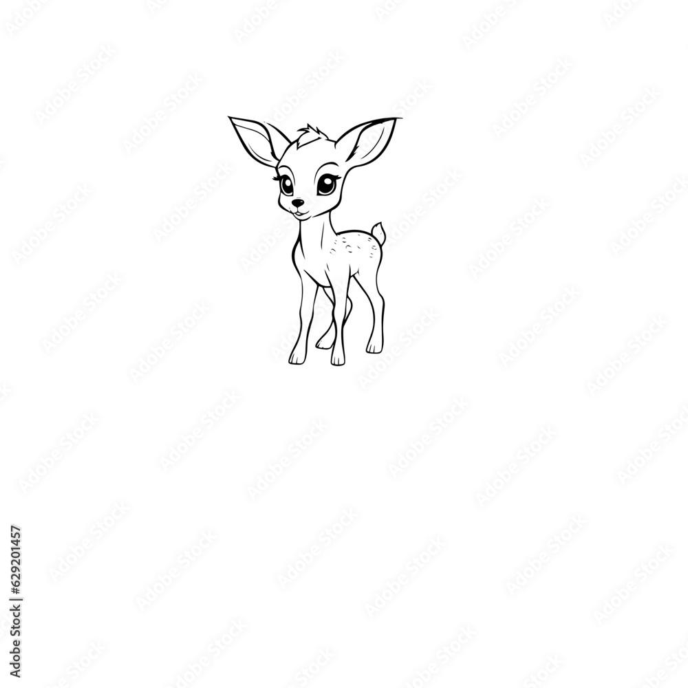 Obraz premium Coloring Page Outline of cartoon fawn