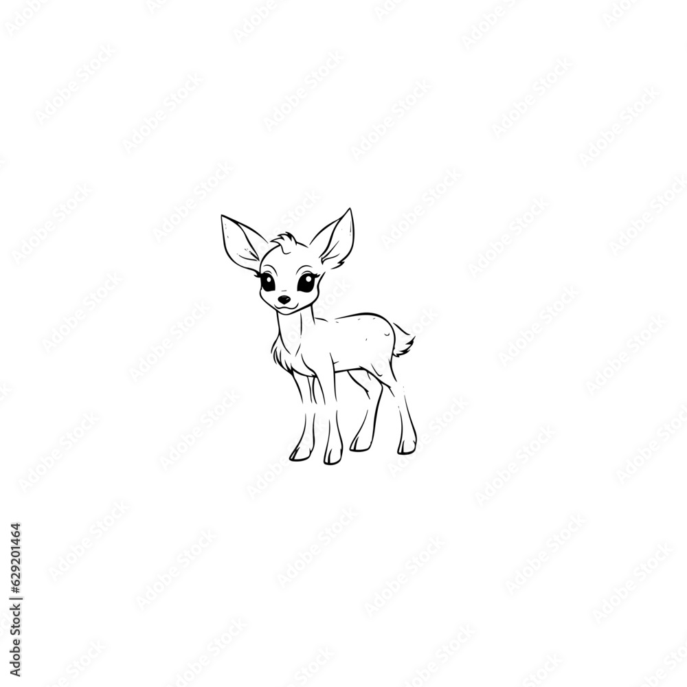Obraz premium Coloring Page Outline of cartoon fawn