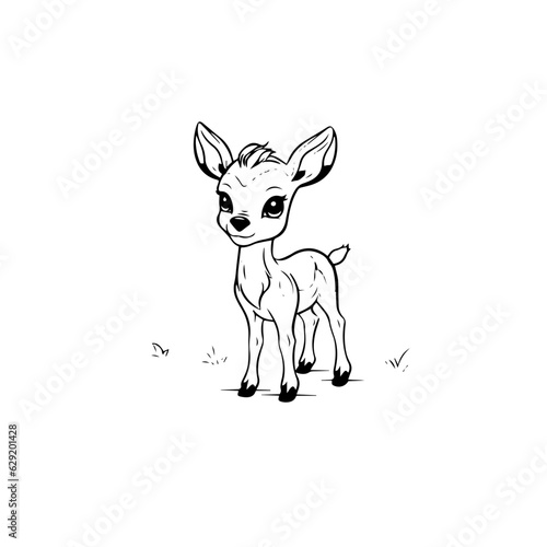 Coloring Page Outline of cartoon fawn
