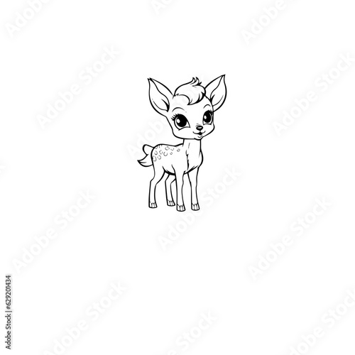 Coloring Page Outline of cartoon fawn