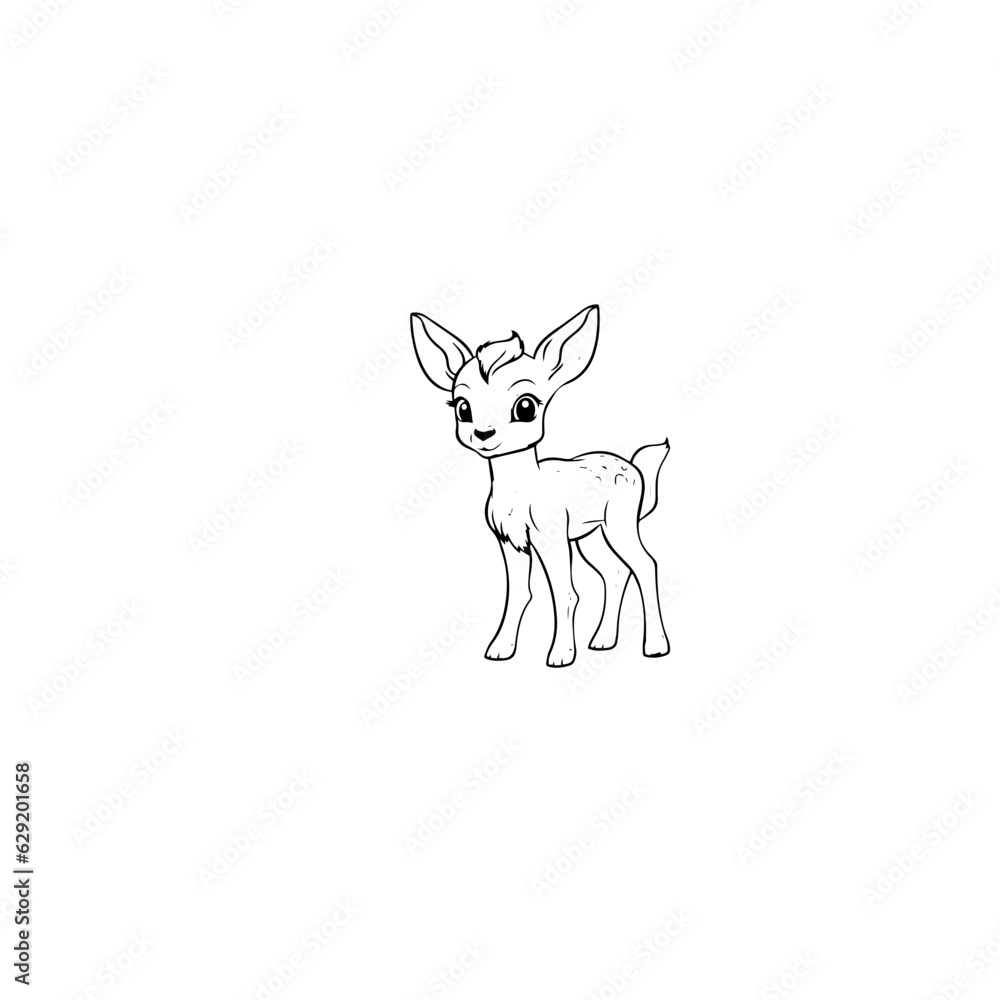 Coloring Page Outline of cartoon fawn Coloring Page Outline of cartoon fawn