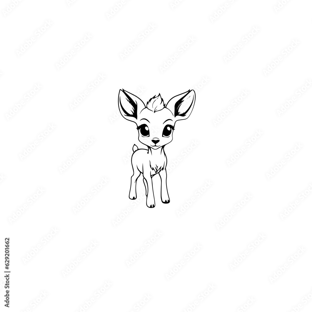 Coloring Page Outline of cartoon fawn