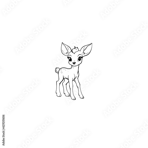 Coloring Page Outline of cartoon fawn