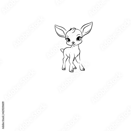 Coloring Page Outline of cartoon fawn