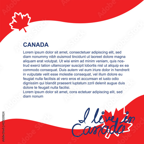 I live in Canada banner with red maple leaf.