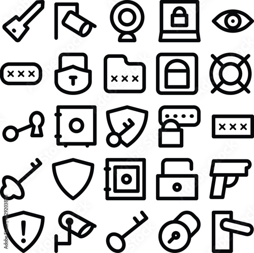 Set of Encryption Linear Icons 


