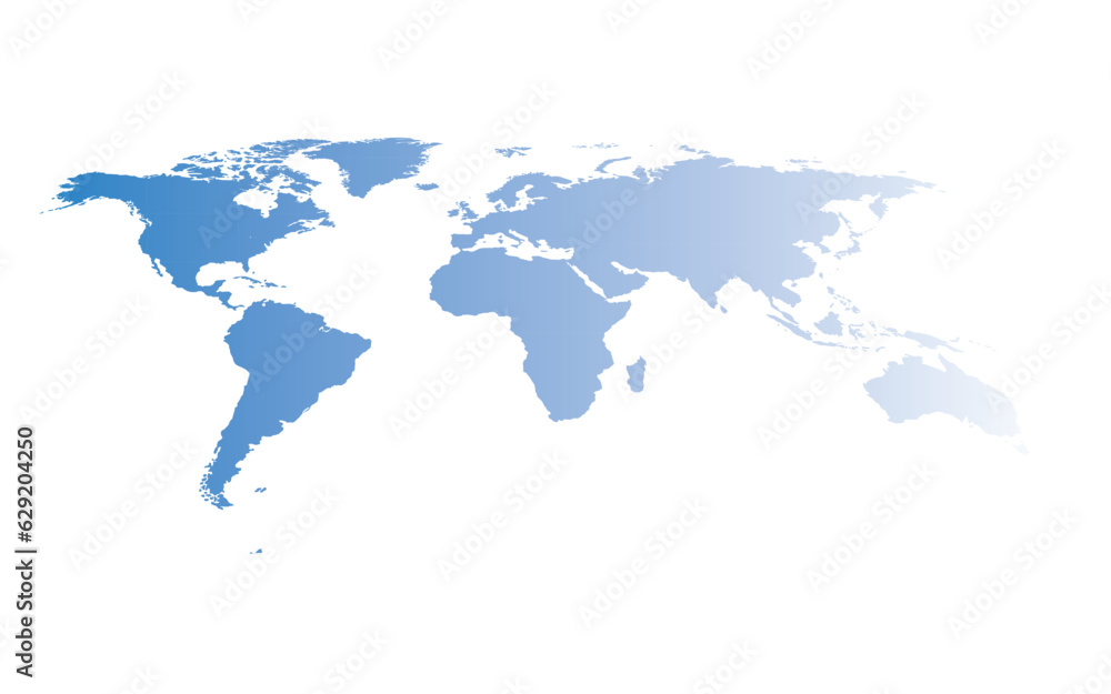 Blue gradient vector map of the world isolated on white background ...