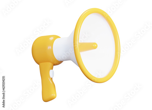 3d yellow realistic megaphone on isolated background. Stock vector illustration.
