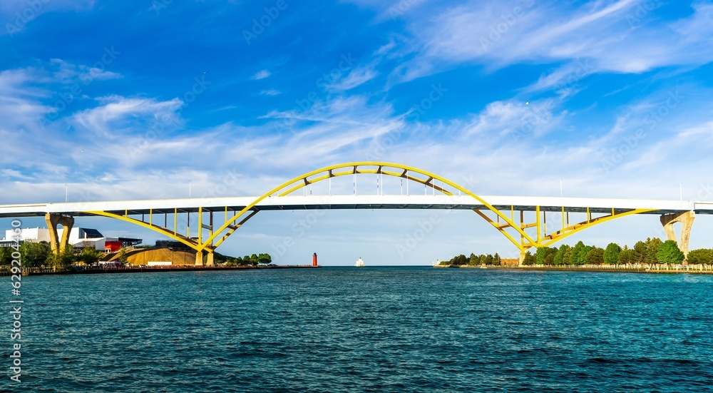 Fototapeta premium Longest Bridge in Wisconsin - Daniel Hoan Memorial Bridge in Milwaukee