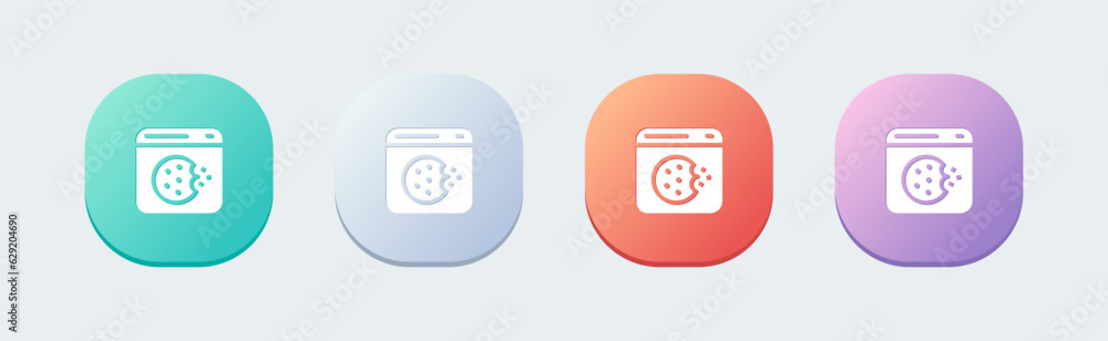 Cookie solid icon in flat design style. Web data signs vector illustration. Cookie solid icon in flat design style. Web data signs vector illustration.