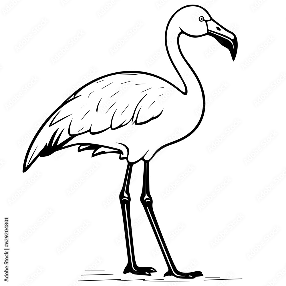 Obraz premium Flamingo chick flat vector illustration isolated on white background