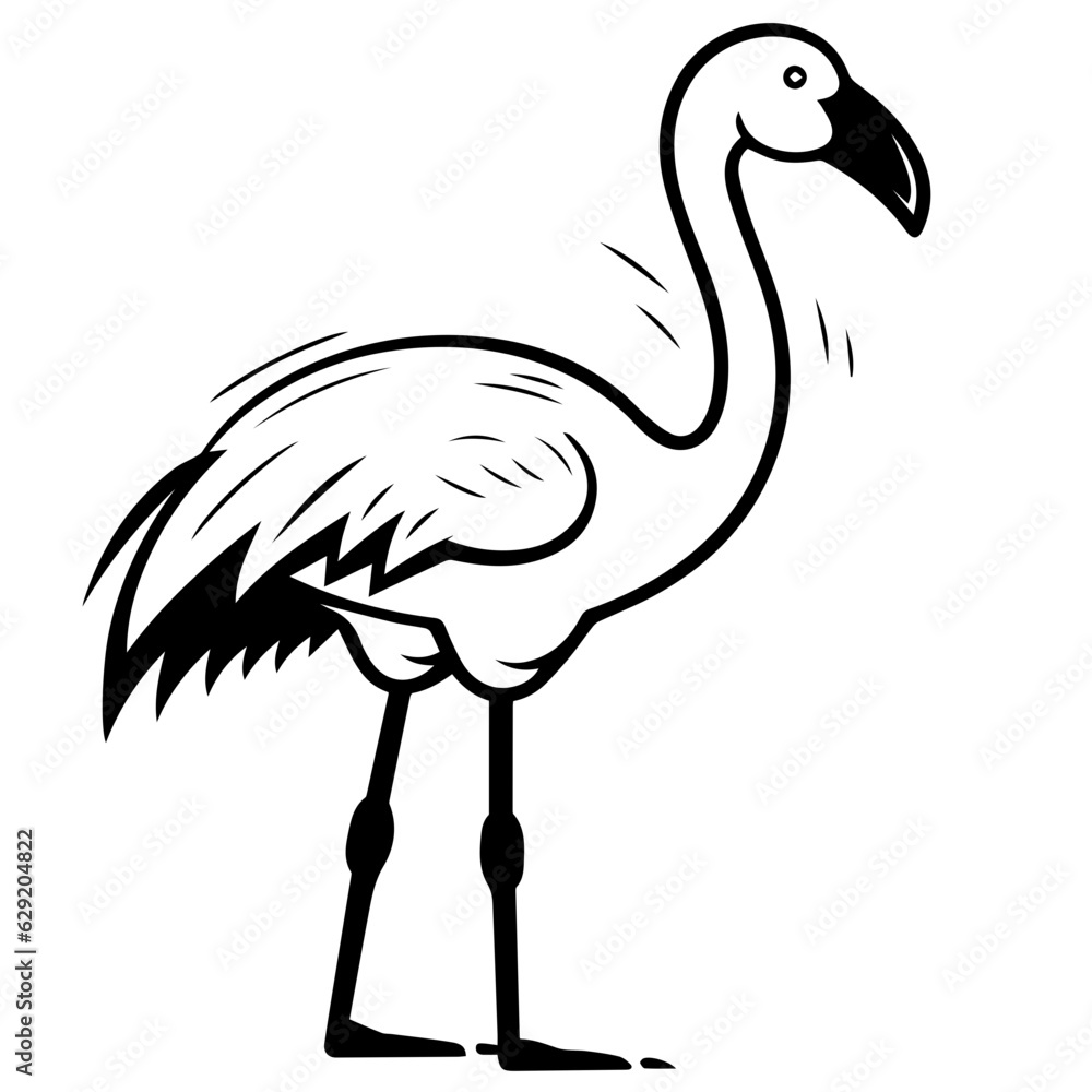 Obraz premium Flamingo chick flat vector illustration isolated on white background