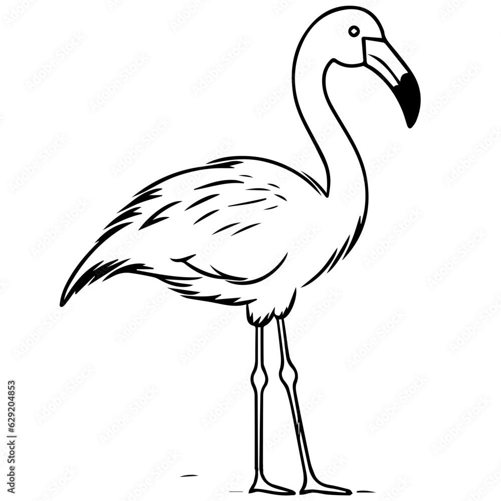 Fototapeta premium Flamingo chick flat vector illustration isolated on white background