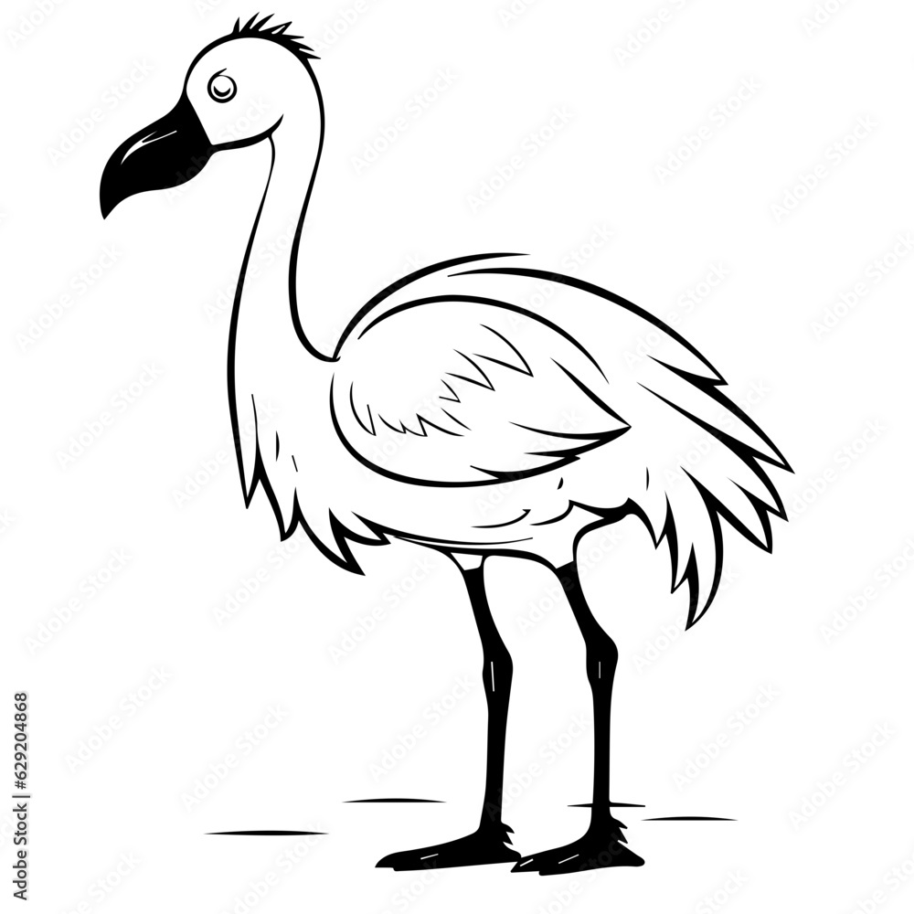 Obraz premium Flamingo chick flat vector illustration isolated on white background