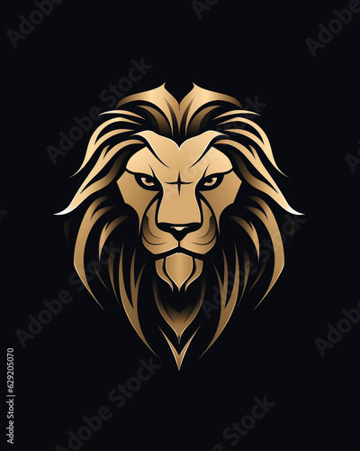 Black and gold logo design featuring a lion