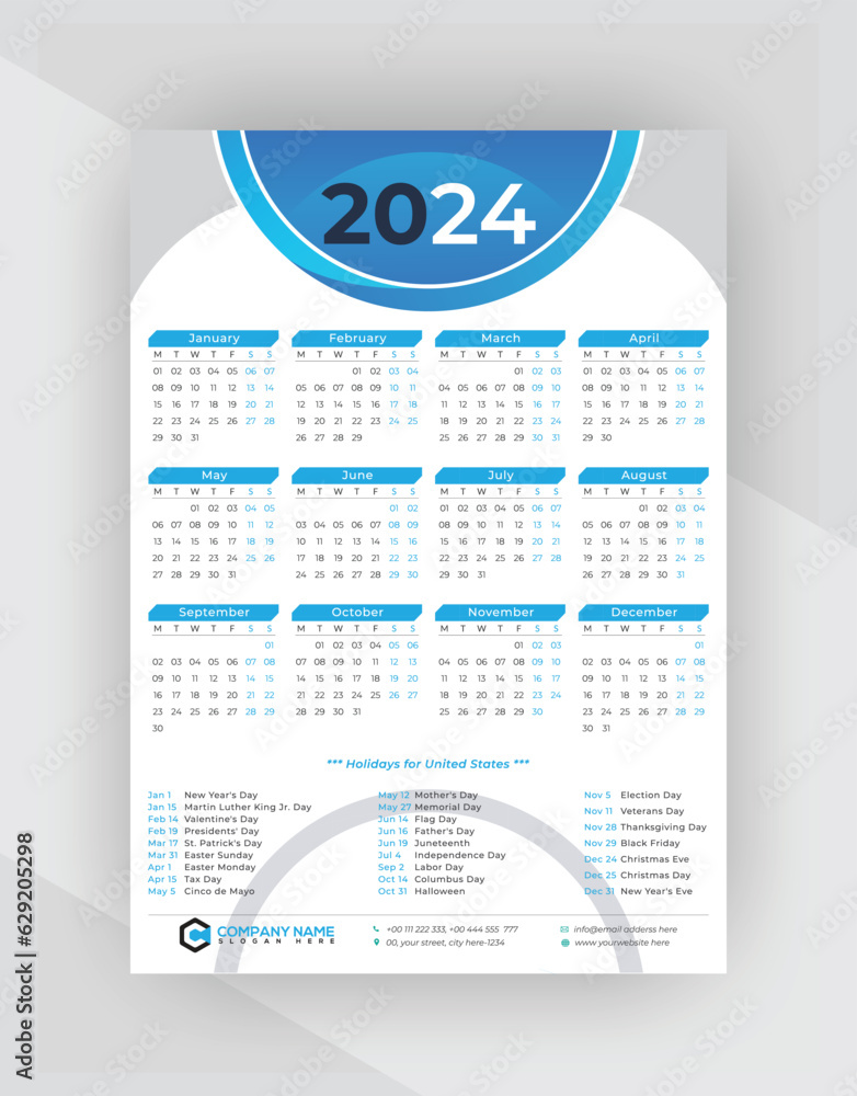 2024 Calendar Calendar Design Wall Calendar one page Wall Calender 2024 Calendar Calendar Design Wall Calendar one page Wall Calender
