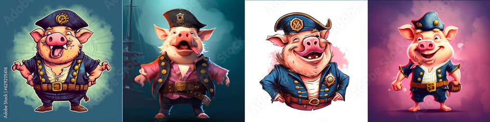 Foto de Cartoon pig with a playful and mischievous expression. Dressed ...