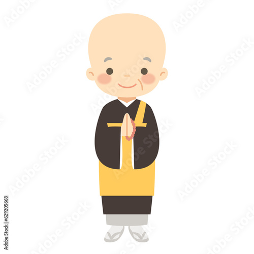 笑顔のお坊さんのイラスト