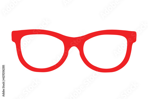 Eyeglasses, red glasses icon. Vector illustration, flat design. Outline Glasses Design. Glasses icon. Vector Lines Sunglasses Design. Vector Glasses Icon Design. Isolated on White Background.
