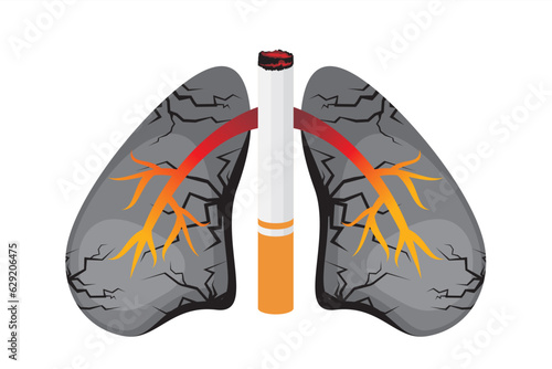 Lung cancer illustration. Illustration of lung damage due to smoking. Do not smoke